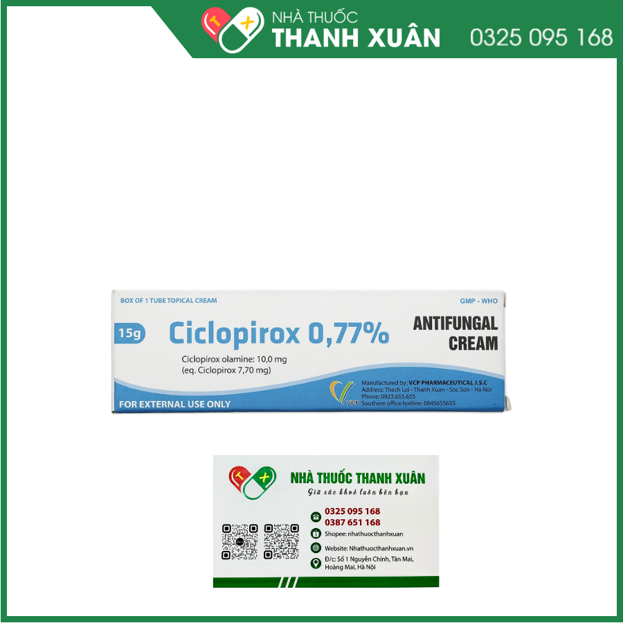 Kem bôi da Ciclopirox 0,77% điều trị các bệnh nấm da